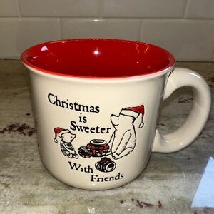 Life Is Good Christmas Mug “Is Sweeter with Friends”Holiday Ceramic Pooh Piglet